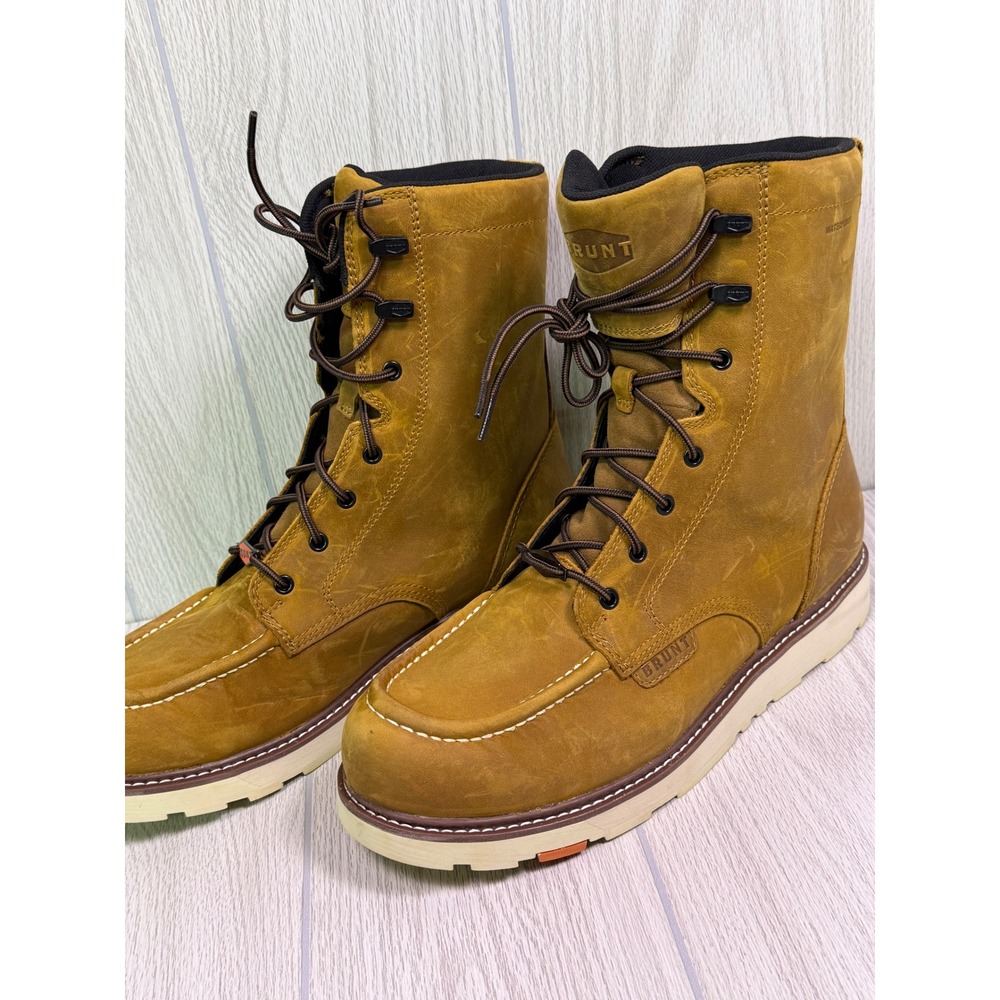 BRUNT The Marin 8" Soft Toe Waterproof Work Boots Mens 13 Wide Tan Leather EH